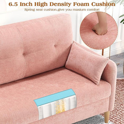 Hanherry Loveseat Couch,Small Sofa for Living Room, Comfy Chenille Fabric Love Seat for Bedroom with Throw Pillow,Removable Cushion Cover,Couches for Small Space,Apartment,Dorm