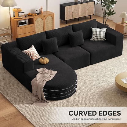 Boneless Couches for Living Room,Cloud Sectional Couch with L-Shape Chaise,Modern Modular Sofa with Deep Seat Upholstered Comfy Couches for Bedroom,No Assembly Required,1PCS