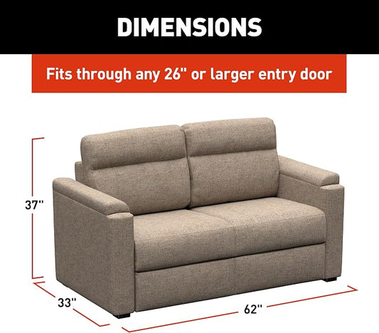 THOMAS PAYNE Signature Heritage Series 62" Dellmead RV Clickback Sleeper Sofa with Automatic, Adjustable Fold-Out Legs, Four Reclining Positions, Easy Transition - 2024044224