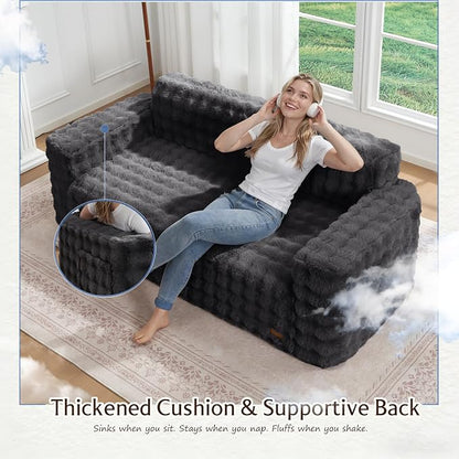 ZurNesfure Sofa Couch Cloud 3-seater Memory Foam Couch with Pillow No Assembly Required, Modern Couch with Removable Washable Cover Boneless Sofas for Living Room Bedroom Apartment (Darkgrey,3-Seater)