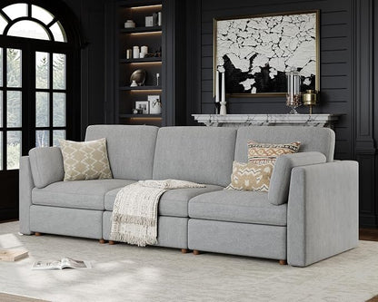 Oversized Modular Sectional Sofa 3 Seater Cloud Couches Gray | 115'' Deep Seat Couch for Living Room, Comfortable Luxury Sectional sofa, Solid Wood Frame, Removable Washable Cover