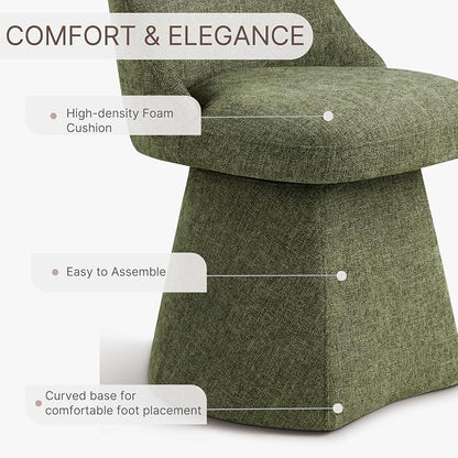 KISLOT Swivel Dining Chairs Set of 1, Upholstered Mid Century Modern Deskchair with High Back, Linen Fabric Kitchen Chairs for Dining Room, Bedroom, Dressing Room, Green