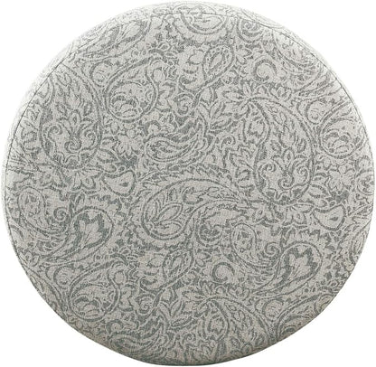 Homepop Home Decor | Upholstered Round Storage Ottoman | Ottoman with Storage for Living Room & Bedroom, Gray Floral