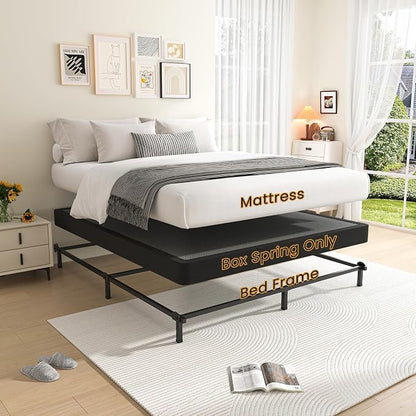 MAF 5 Inch Twin Box Spring, Low Profile Box Spring Twin Size 3500 lbs Black Heavy Duty Metal Mattress Foundation with BoxSpring Cover, No Squeaky, Easy Assembly