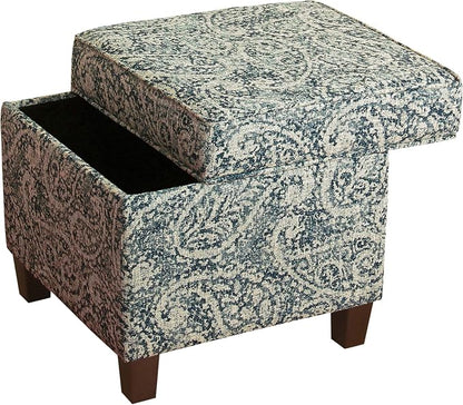 HomePop 18" Classic Square Storage Ottoman - Gray Paisley Blue