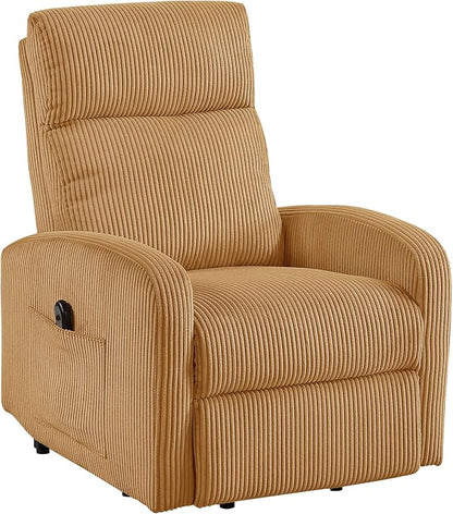 Lexicon Power Lift Recliner Chair for Elderly with Remote Control, Gentle Lift Motion, Side Pocket Armrest, Corduroy Upholstered Electric Recliner for Living Room/Bedroom, Easy Assembly, Yellow