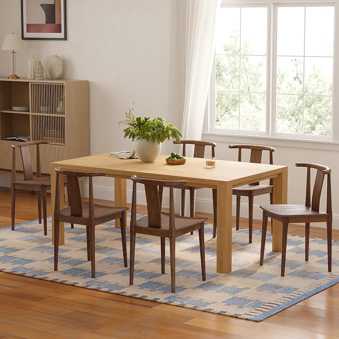 EYYTHUNG Wood Dining Chairs Set of 2, Farmhouse Kitchen Chairs with Curved Back, Modern Mid Century Wishbone Dining Chairs for Dining Room, Kitchen, Brown
