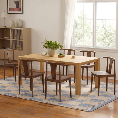 EYYTHUNG Wood Dining Chairs Set of 4, Farmhouse Kitchen Chairs with Curved Back Mid Century Wishbone Dining Chairs for Dining Room/Kitchen, Brown