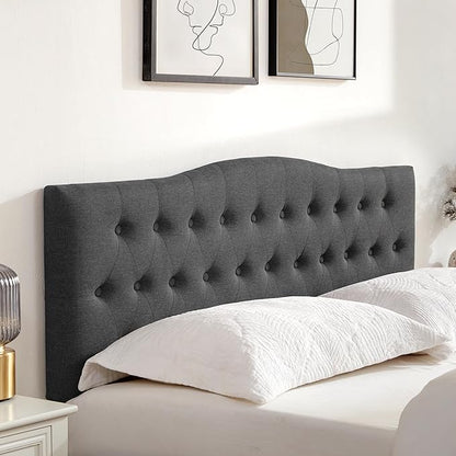 Tufted Headboard California King Size, Sturdy Solid Wood Head Board, Black | Upholstered California King Headboard with Solid Wood Legs, Adjustable Height 37-51 in, Fabric Button Diamond HeadBoards
