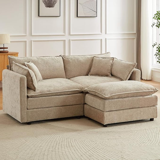 Modular Sectional Sofa, 77 Inch L Shaped Couch Set with Armrests, 2-Seater Comfy Cloud Couches for Living Room Apartment, Coffee