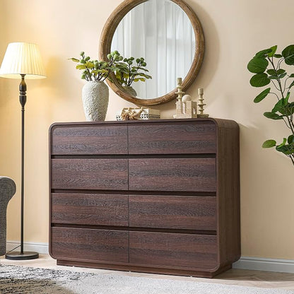 Standifurno Modern 8 Drawer Dresser, 47- Inch Wood Chest of Drawers with Large Storage, Walnut Dresser Closet for Bedroom, Living Room, Nursery.
