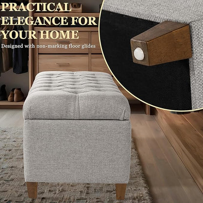 HomePop Ainsley 40" Storage Ottoman Bench - Gray Fabric