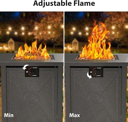Electactic Fire Pit Propane Smokeless Outdoor Fire Pit Table Patio Outside with Lava Rocks,2-in-1 40000BTU Firepit Table 28" with Lid and Cover for Garden Backeyard Deck Balcony(Black)