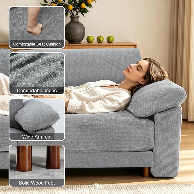 Oversized L Shaped Sectional Couch for Living Room, Extra Large Deep Seat Modular Sectional Sofa with Washable Covers, Modern Cloud Couch for Apartment, Bedroom (Light Gray, Corner V Shape 6 Seat)