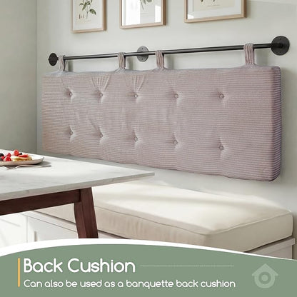 HIGOGOGO Wall Mounted Headboards for Queen Size Bed, Hanging Head Board Wall with Button Tufting, Adjustable Height Headboard for Bedroom,Grey