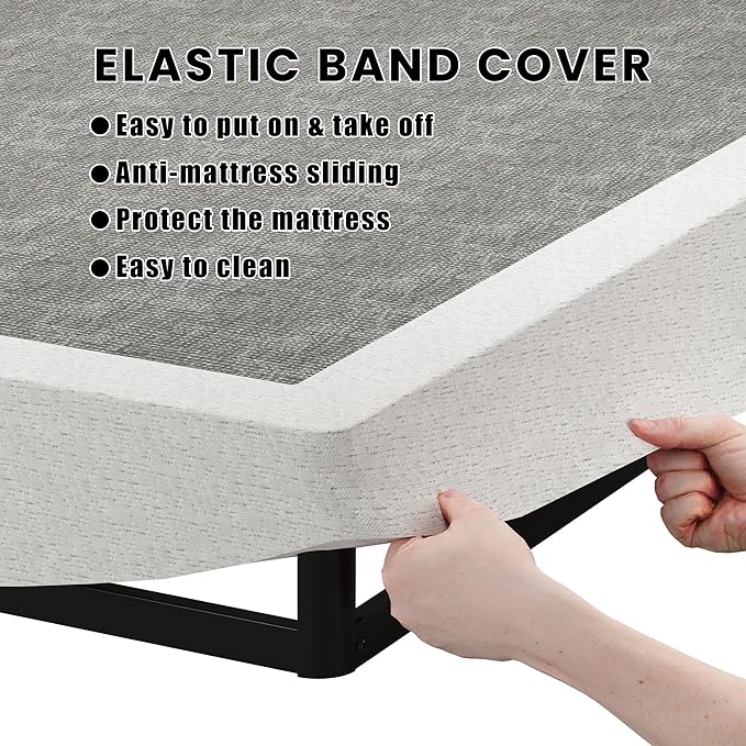 SHOANED Twin Size Box Springs - 3 Inch Low Profile Mattress Foundation No Noise Heavy Duty Metal Basics Bed Base with Clean Fabric Cover, Easy Assembly