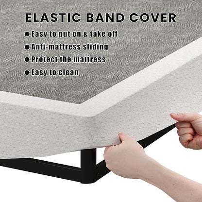 SHOANED Full Size Box Springs - 3 Inch Low Profile Mattress Foundation No Noise Heavy Duty Metal Basics Bed Base with Clean Fabric Cover, Easy Assembly