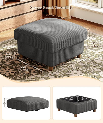 Kidirect 87in L Shaped Couch, Modular Sofa No Tool Assembly, Comfy Sectional Couches for Living Room 21in Deeper Seats, Corduroy Sofas for Living Room with 2 Pillows, Loveseat Sofa Set, Grey Couch