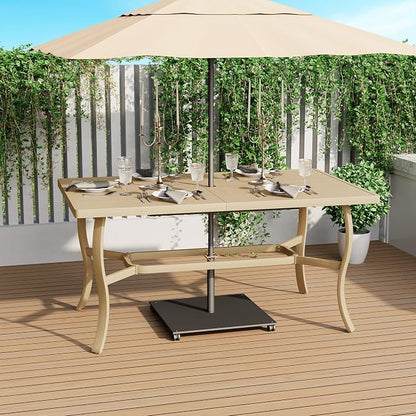 HAPPATIO 7 Piece Patio Dining Set, Aluminum Outdoor Dining Set for 6, Aluminum Dining Table and Chairs Set, Patio Furniture with Table, Chairs and Washable Cushions (Beige)