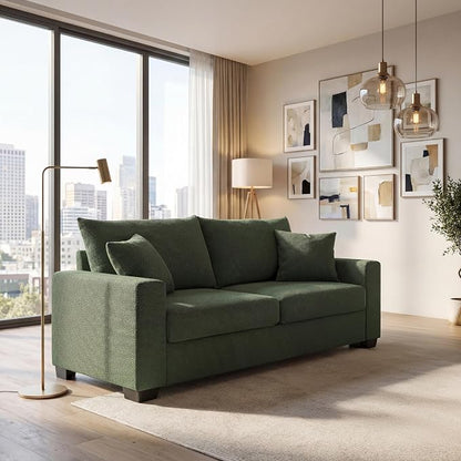 Ball & Cast 69" Loveseat Sofa, Modern Love Seat Couches for Living Room,Upholstered 2 Seater Small Couch with Throw Pillows for Bedroom,Apartment,Office,Easy Assembly,Dark Green