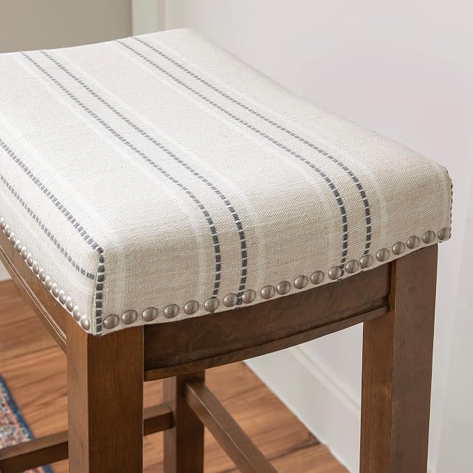 Linon Home Décor Linon 32.5" Backless Claridge Stool Rustic, Natural Bar