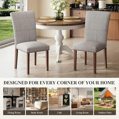 MALOL Dining Chairs Set of 2, High Back Dining Chair with Wood Legs and Nailhead Trim, Modern Padded Kitchen Room Chairs for Dining Room/Restaurant, Black/White