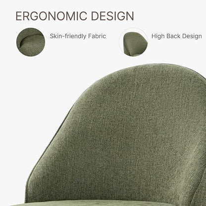 KISLOT Swivel Dining Chairs Modern Desk Chair Upholstered Linen Fabric Side Chair for Kitchen Dining Room Bedroom,Moss Green,4 Box