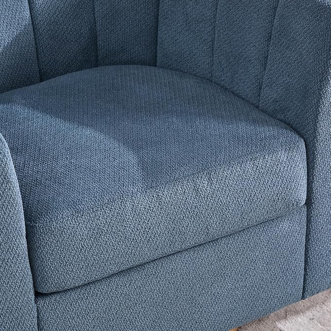 Swivel Accent Chair, 360 Degree Round Swivel Barrel Chair for Living Room, Mid Century Modern Upholstered Accent Chair,Comfy Tufted Sofa Armchairs for Bedroom,Nursery,Chenille,Blue