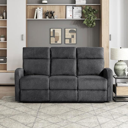 Lexicon Manual Reclining Sofa, Textured Microfiber Recliner Sofa, Wall Hugger, Track Arms, Magazine Pockets, Manual Dual Recliners Couch for Living Room/Office/Apartment, Easy Assembly, Dark Gray