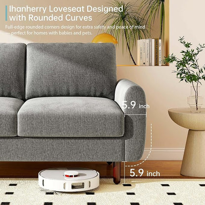 Ihanherry 68" Loveseat Sofa, Modern 2-Seat Couch, Mid Century Sofa, Comfy Chenille Deep Seat Couch for Living Room, Bedroom, Office, Apartment, Gray