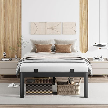 MAF 12 Inch Full Metal Platform Bed Frame with Anti-Collision Round Legs, Black 3500 Lbs Heavy Duty Bed Frame Steel Slats Support, No Box Spring Needed, Easy Assembly