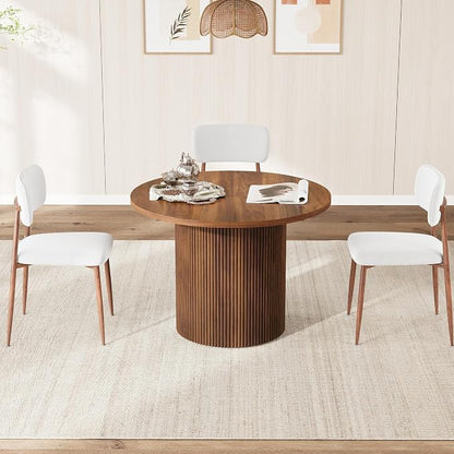 weselon 42"-120" Extendable Dining Table for 4-14, Expandable Oval Dining Room Table with Fluted Pedestal Base & Reinforced Metal Support Leg, Extra Large Modern Kitchen Table (Walnut)