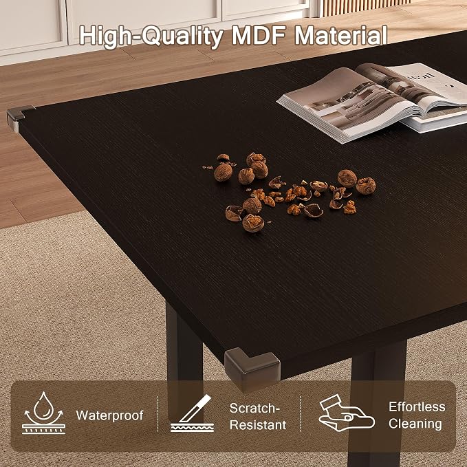 Einhomn Modern Extendable Dining Table for 4-6, 63" Farmhouse Kitchen Table, Rectangular Dining Room Tables for Dining, Kitchen, Office, Living Room, Wooden Tables, Space Saving (Black)