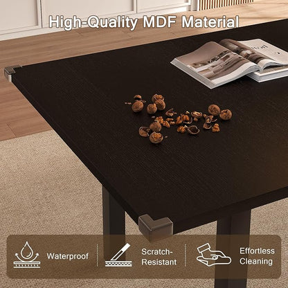 Einhomn Modern Extendable Dining Table for 4-6, 63" Farmhouse Kitchen Table, Rectangular Dining Room Tables for Dining, Kitchen, Office, Living Room, Wooden Tables, Space Saving (Black)
