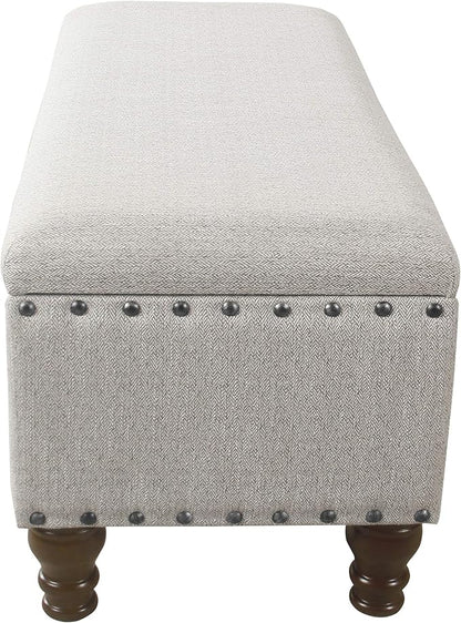 HomePop Large Storage Bench with Nailhead Trim -Gray Woven