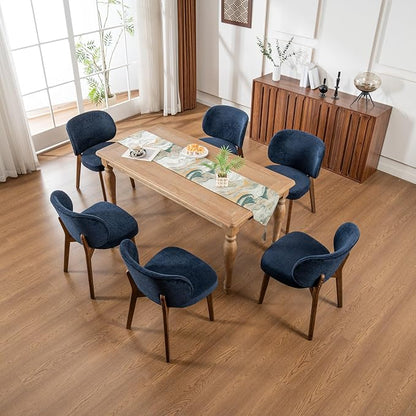 YOUNIKE Dining Chairs Set of 4 Modern Kitchen Dining Room Chairs Navy Blue | Chenille Fabric Upholstered Armless Side Accent Chair with Back Wide Padded Seat Wooden Leg, Soft, Breathable, Comfortable