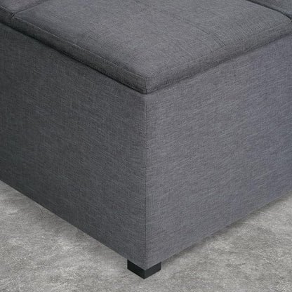 SIMPLIHOME Avalon Wide Contemporary Square Coffee Table Storage Ottoman, Flint Grey,