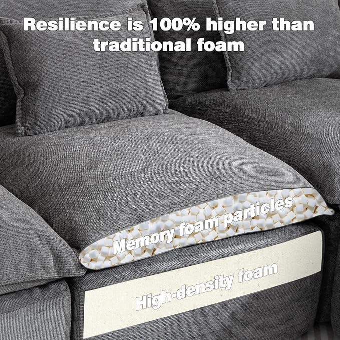 Boneless Couch Sectional Sofas Cloud Couches for Living Room | Loveseat Modern Modular Cloud Sofa with Pillows for Bedroom