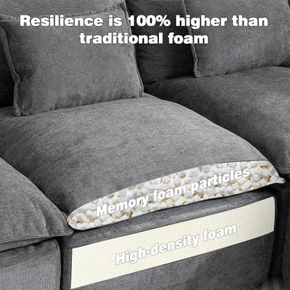Boneless Couch Sectional Sofas Cloud Couches for Living Room | Loveseat Modern Modular Cloud Sofa with Pillows for Bedroom
