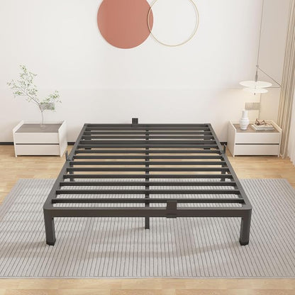ROIL 7 inch Full Size Bed Frame with Round Corner Legs Mattress Retainers 3500LBS Heavy Duty Steel Slats No Box Spring Needed Platform Noise-Free Easy Assembly