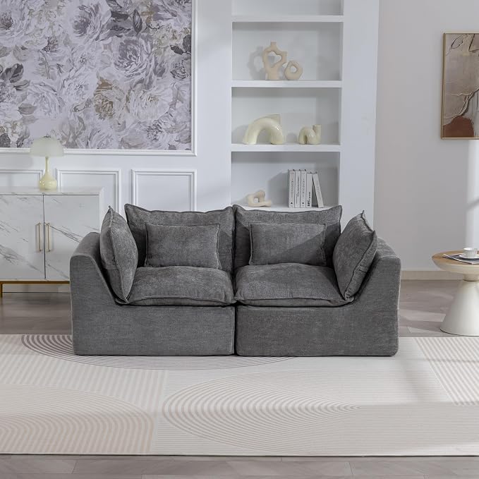 Boneless Couch Sectional Sofas Cloud Couches for Living Room | Loveseat Modern Modular Cloud Sofa with Pillows for Bedroom