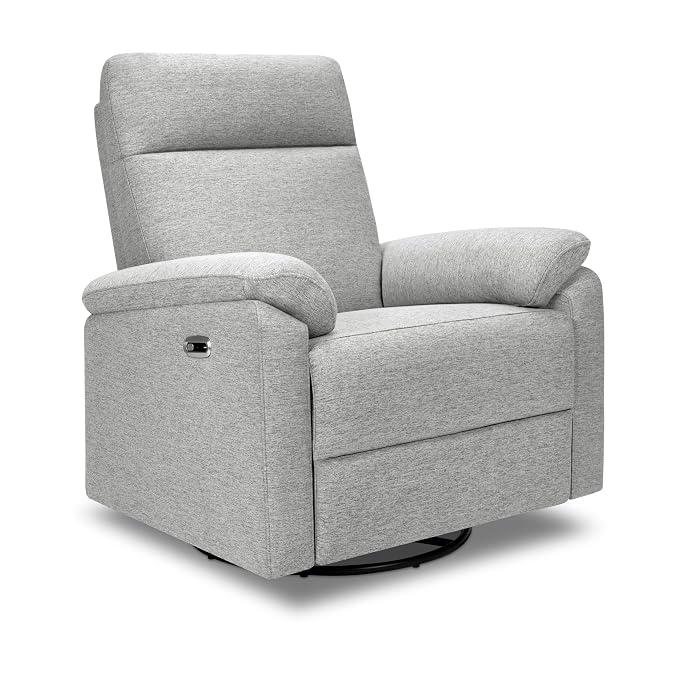 Davinci Suzy Electronic Swivel Recliner with USB Port in Frost Grey, GREENGUARD Gold & CertiPUR-US® Certified