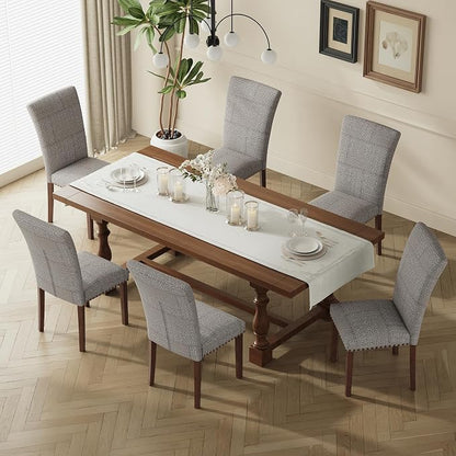 MALOL Dining Chairs Set of 4, High Back Dining Chair with Wood Legs and Nailhead Trim, Modern Padded Kitchen Room Chairs for Dining Room/Restaurant, Black/White