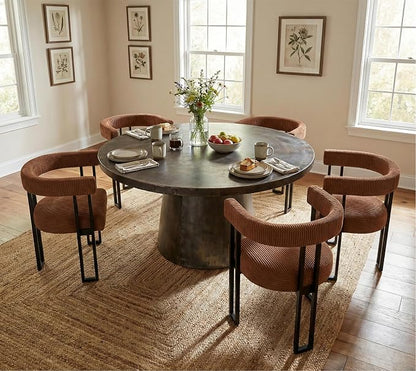VIRRMO Boucle Dining Chair Set of 4 Corduroy Upholstered Dining Room Chairs Kitchen Chairs with Metal Legs Mid Century Modern Chair for Dining Room, Kitchen (Coffee, 4)