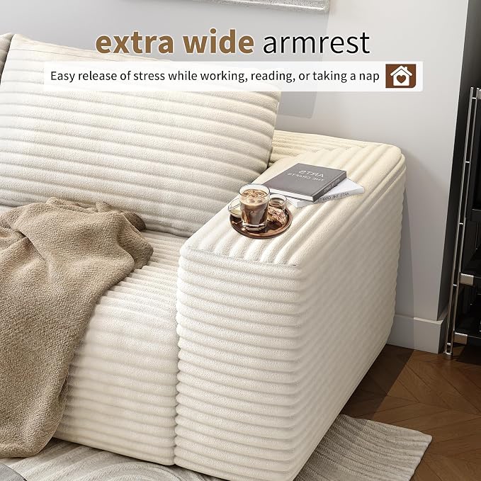 63" Loveseat Sofa,Modular Couch with Deep Seat Memory Foam,Comfy Small Cloud Couch for Small Spaces,No Assembly Required Sofa for Living Room Bedroom,Apartment,White
