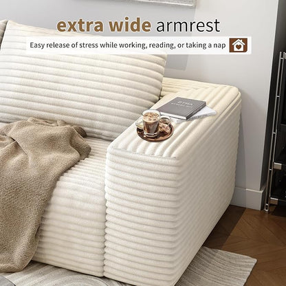 63" Loveseat Sofa,Modular Couch with Deep Seat Memory Foam,Comfy Small Cloud Couch for Small Spaces,No Assembly Required Sofa for Living Room Bedroom,Apartment,White