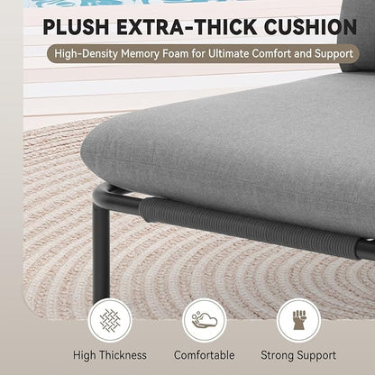Crestlive Products Outdoor Patio Furniture Set, 4 Seater Modular Oversized Patio Conversation Set with Cushions, Modern Metal Sectional Outdoor Couch for Backyard, Deck, Porch, or Poolside, Dark Grey