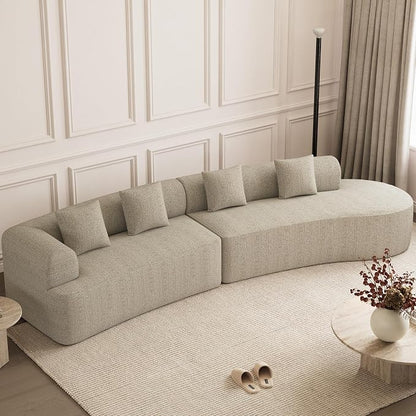147" Oversized Sectional Sofa for Living Room, Large Modern Chenille Curved Cloud Couch, Luxury Plush 6-Seater Extra Deep Seat Boucle Boneless Couch, No Assembly Required, Light Brown