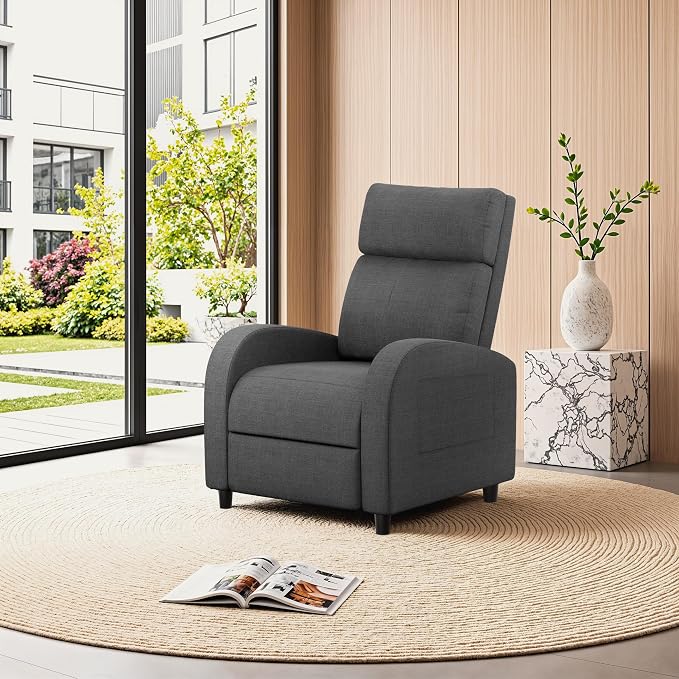 Homall Recliner Chair, Recliner Sofa for Adults, Recliners Home Theater Seating with Lumbar Support, Reclining Sofa Chair for Living Room (Fabric, Grey)