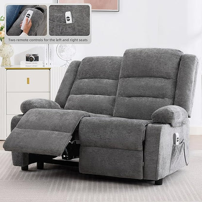 52Inch Reclining Loveseat Sofa,Power Loveseat Recliner,Electric Love seat Recliner Sofa for Bedroom,Living Room with Charging Ports,Grey